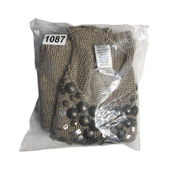 Vertigo Paris Top Womens L Tan Open Knit Embellished Tunic Tank Boho Festival - Picture 16 of 16